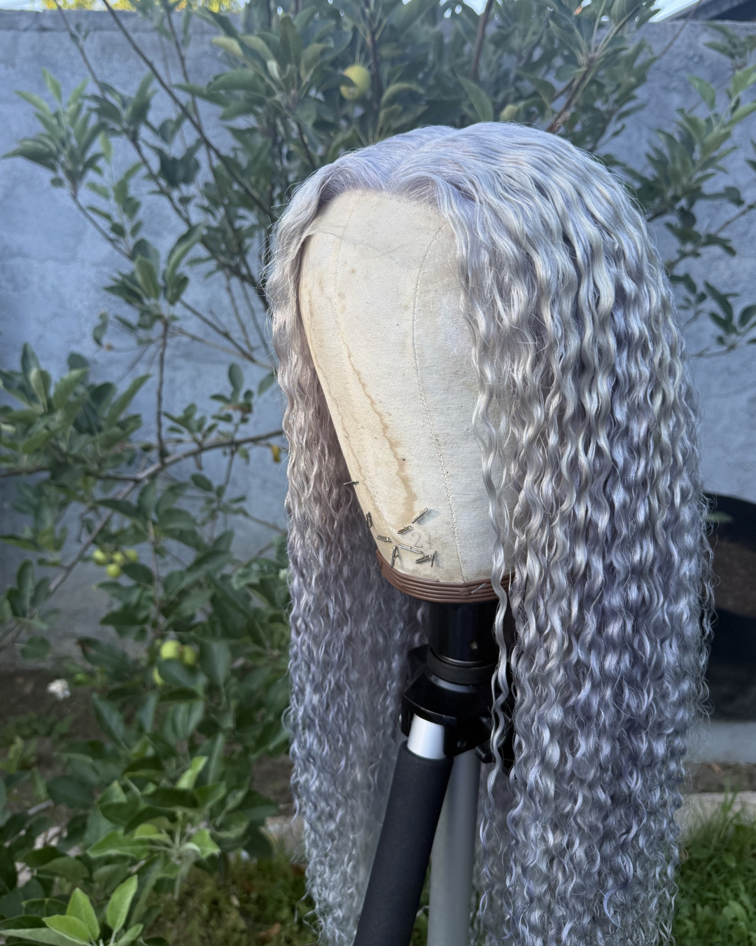 Afro-Curly - White Blonde - Closure Wig 26" - On Hand Ready to Ship