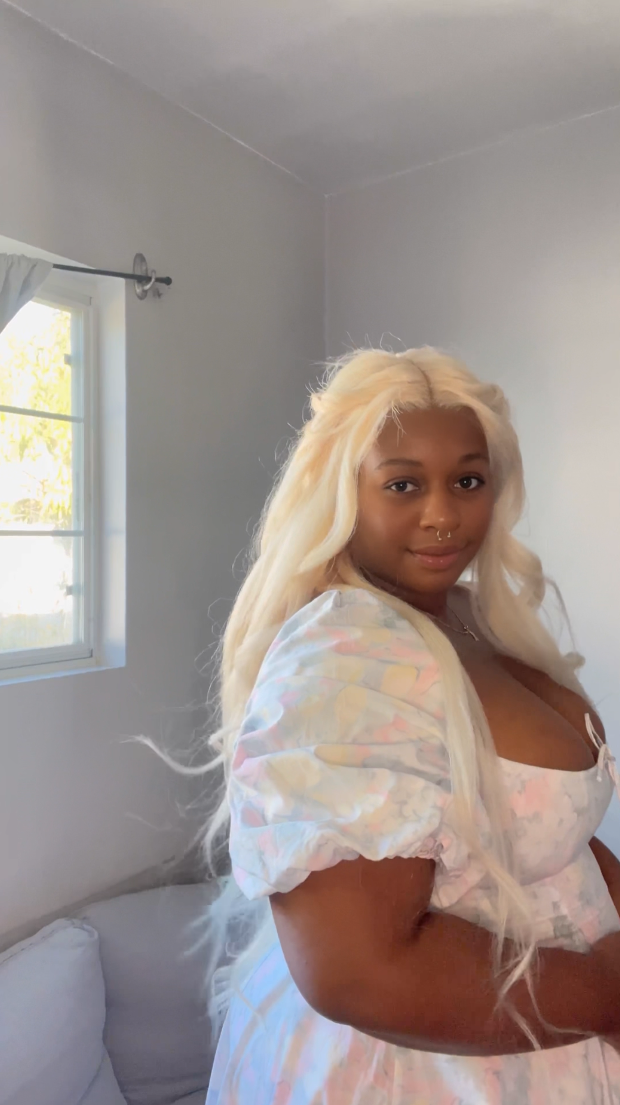 White Blonde Afro-Straight Lace Closure Wig