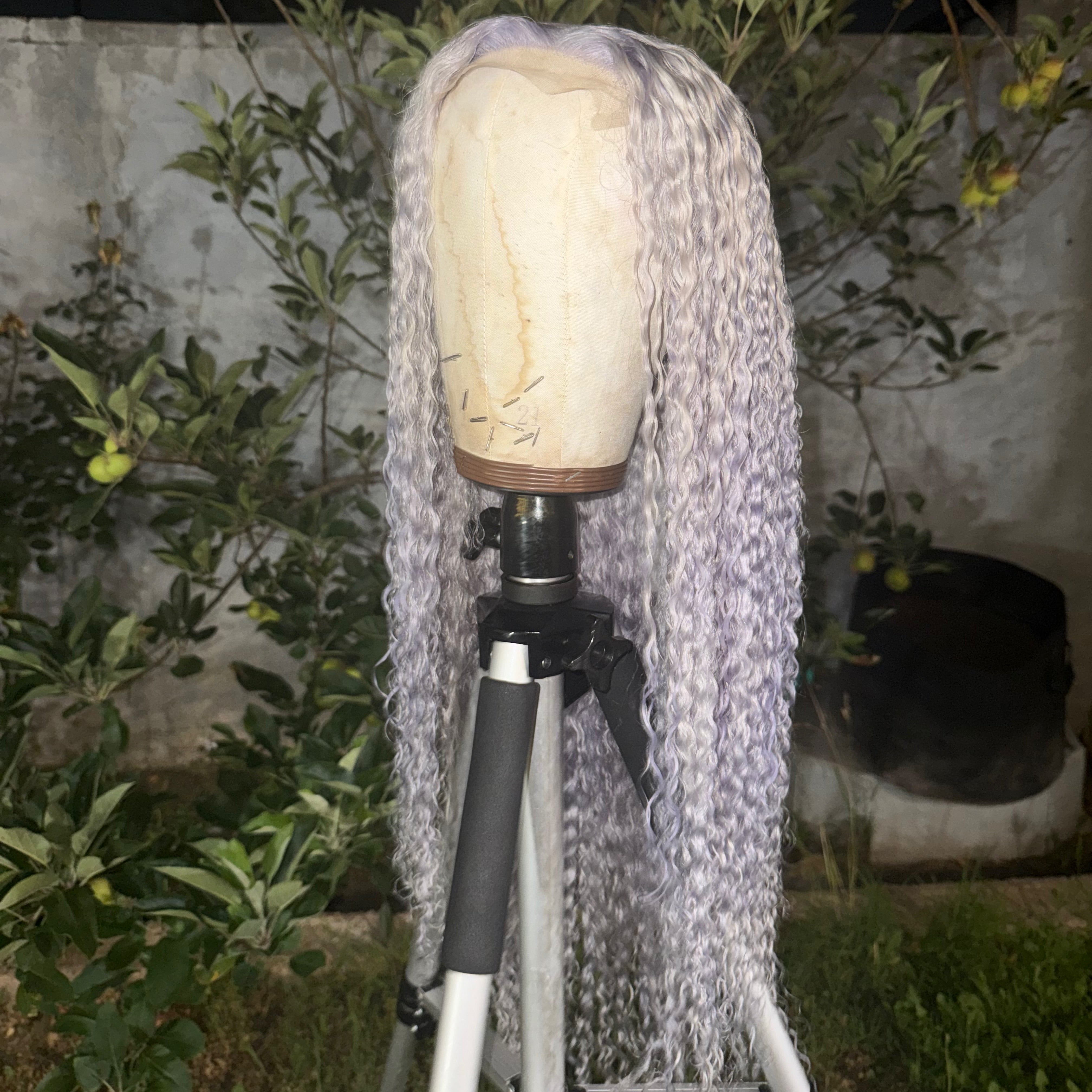 Afro-Curly - White Blonde - Closure Wig 26" - On Hand Ready to Ship